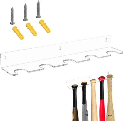 Vista 7 de Percha de exhibición de bate de béisbol para 5 bates o pelotas – Soporte vertical para bate y béisbol – Mejor que el vitrina Acrílico resistente