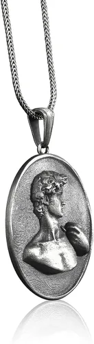 Vista 2 de BySilverStone Jewelry - Collar de estatua de David para hombre en plata de ley, colgante de estatua de David, escultura de Miguel Ángel, colgante
