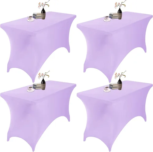 Vista 55 de Paquete de 2 fundas de mesa de elastano impermeables para mesas rectangulares, 6 pies, negras, elásticas, resistentes a manchas, para todas
