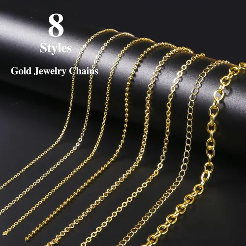 Vista 2 de Ecoofor Cadenas de collar de oro para hacer joyas, 62.3 pies, 8 rollos de cadenas de joyería para hacer collares, pulseras y joyas con anillos