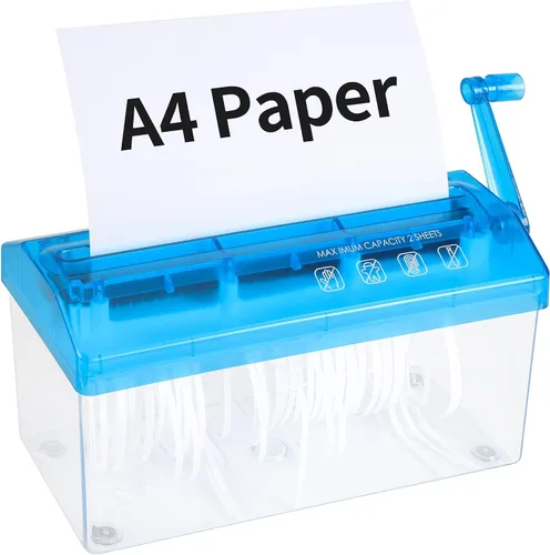Vista 7 de A4 Paper Manual Shredder - Black Portable Mini Paper Grinder Negro