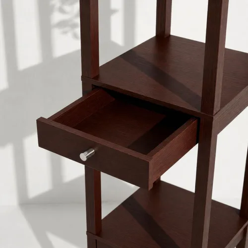 Vista 5 de Brightech Maxwell Drawer Edition - Lámpara de pie moderna con estante y cajón - Lámparas de pie de esquina con estantes para sala de estar