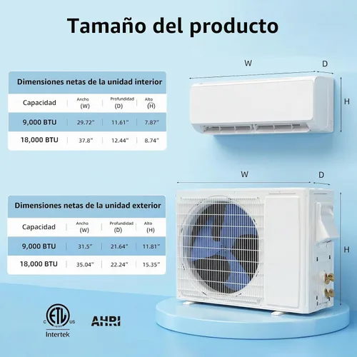 Vista 7 de Antarctic Star Sistema de calefacción mini split de 18000 BTU, aire acondicionado mini split de 19 SEER2 de eficiencia energética con bomba