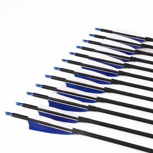 Vista 4 de LWANO Flechas de Carbono de 30" - Flechas de Tiro con Arco para Práctica de Tiro al Blanco y Caza con Plumas de Pavo de 4" Spine 500 para Arco