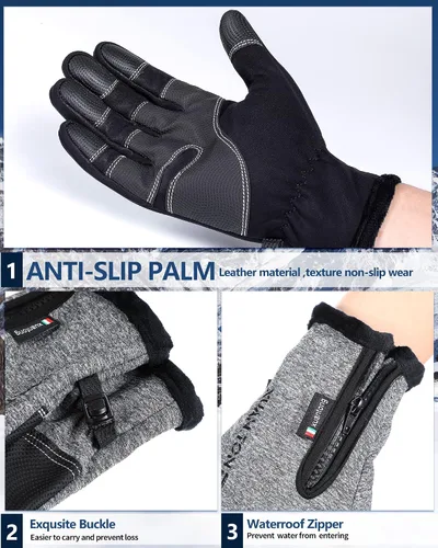 Vista 5 de JaGely 4 pares de guantes de invierno para hombres y mujeres, guantes de nieve impermeables, guantes cálidos para pantalla táctil, guantes