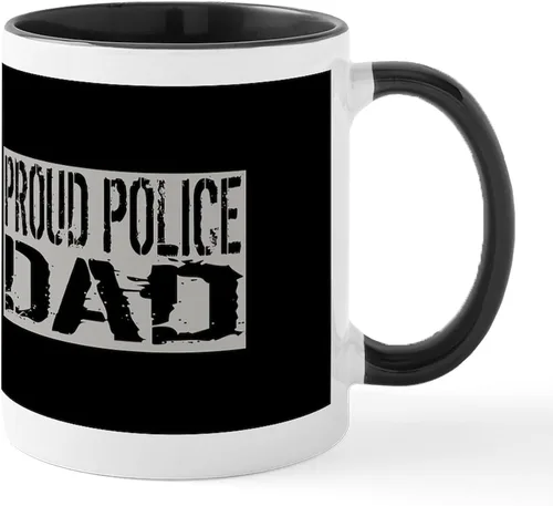 Vista 34 de CafePress Taza de café de cerámica de 11 oz (11.0 fl oz) de Police Mom