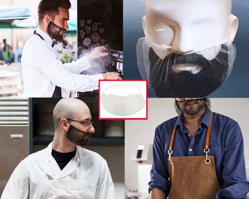 Vista 4 de ONLYKXY 50 piezas de cubierta de barba de nailon blanco protector de barba para hombres, servicio de alimentos, cocina, limpieza, construcción