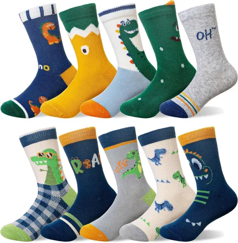 Vista 7 de Eocom Calcetines para bebés y niños pequeños, divertidos calcetines de algodón transpirable para regalo, 10 pares
