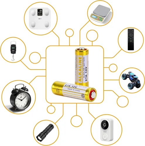 Vista 2 de Batería alcalina A27 27A 12V paquete de 10, batería 27a 12v para control remoto