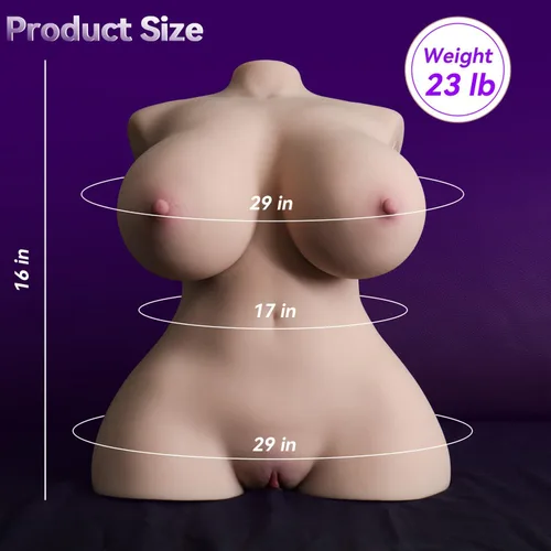 Vista 7 de Muñeca sexual realista de 23 libras con pechos enormes y trasero gordo, juguete sexual masculino para hombres con 5 modos de empuje, canal vaginal