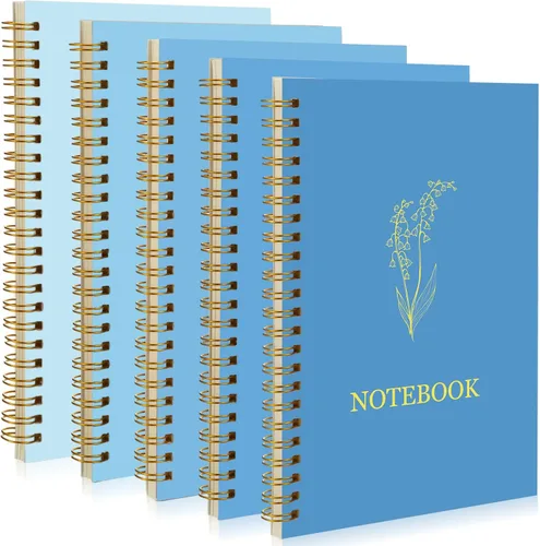 Vista 7 de Gueevin Paquete de 5 Cuadernos en Espiral Estéticos Suministros Escolares A5 Rayado Ancho 160 Páginas/80 Hojas Cuaderno Lindo para Trabajo