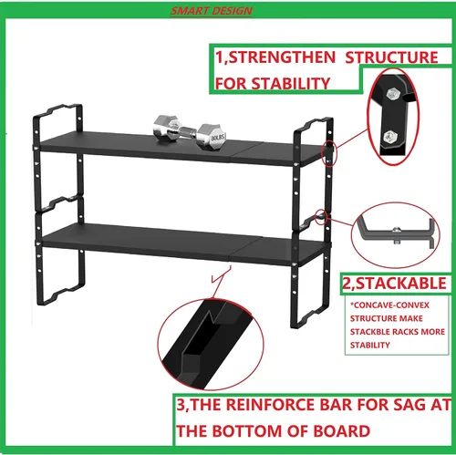 Vista 6 de Jojocross Estante expandible para organizador de gabinete, estante de especias apilable ajustable en la cocina y el baño, para mostrador, despensa