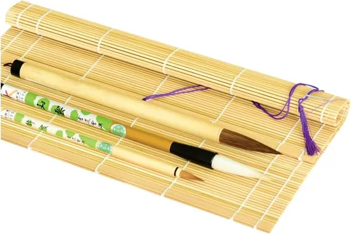 Vista 2 de Yasutomo Fudemaki - Soporte para cepillo enrollable natural, 10 1/2 x 11 1/2 pulgadas, bambú (FM3N)