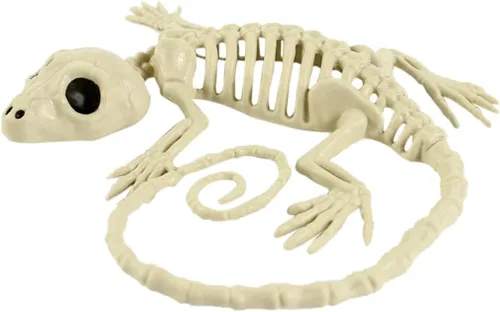 Vista 6 de 1 pieza de esqueleto de Halloween, esqueletos de Gecko de plástico, modelo para decoración de Halloween, accesorios aterradores de terror