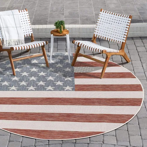 Vista 11 de Unique Loom Outdoor Collection Alfombra de área (3' 3' 3' x 5' 3' Rectángulo, Rojo/ Azul)