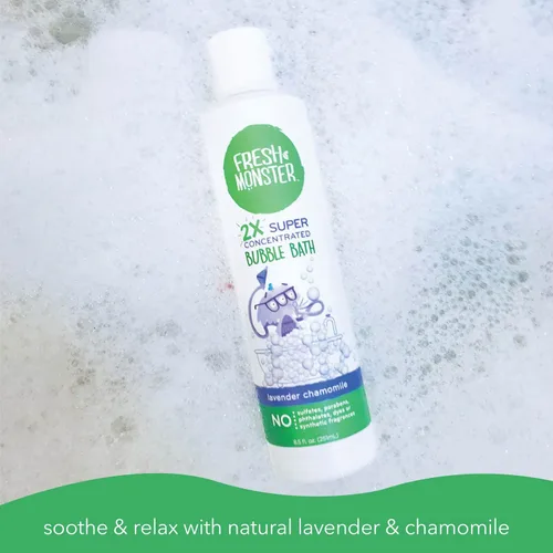 Vista 5 de Fresh Monster Baño de burbujas espumoso para niños, hipoalergénico, natural para niños y niños pequeños, súper concentrado, aroma calmante a