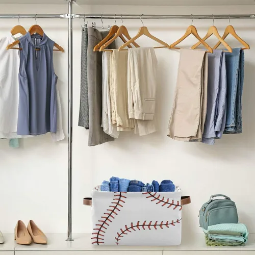 Vista 4 de AUUXVA Cesta de almacenamiento de béisbol, caja de almacenamiento grande con asas, cesta de regalo de Pascua, ideal para bebés y niños, decoración