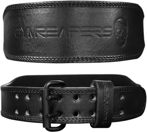Vista 5 de Gymreapers - Cinturón de levantamiento de pesas - 7 mm de cuero profesional resistente con hebilla ajustable - Soporte estabilizador de la parte