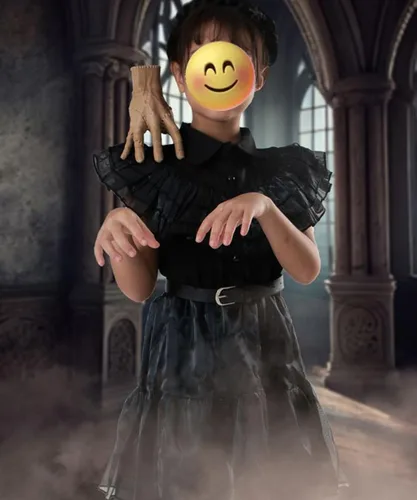 Vista 3 de Wednesday Addams Dress Kids Girls Costume for Family Halloween Costumes Cosplay Outfit Party Princess Dress