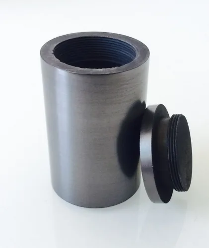 Vista 3 de Crisol de grafito para laboratorio de fundición con tapa de tornillo, suministro de laboratorio de pureza del 99.95% (0.4 fl oz, 1.181 x 2.165 in)