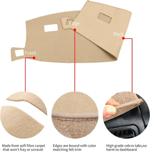 Vista 4 de Cubierta de salpicadero compatible con Dodge Ram 1500 2002-2005, 2500/3500 2003-2005 (beige)
