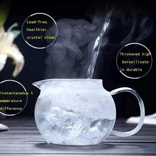 Vista 4 de Tetera de vidrio grueso sin plomo – Infusor de acero inoxidable extraíble – Gran cafetera de té de hojas sueltas y florecientes, espesada