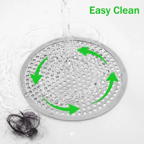 Vista 8 de Flat Shower Drain Hair Catcher 4.71" Round Hair Strainer for Shower Drain
