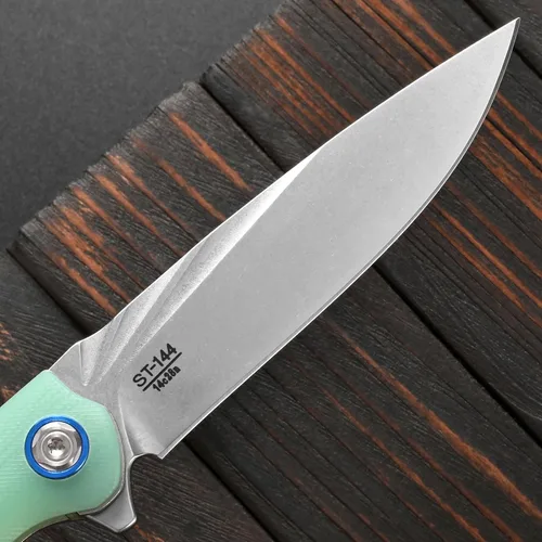 Vista 4 de Sitivien ST144 - Cuchillo plegable, hoja de acero 14C28N, cuchillo de bolsillo con mango G10 para acampar EDC al aire libre, supervivencia