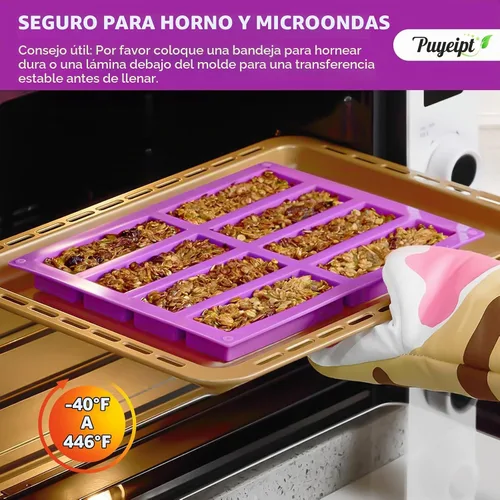 Vista 5 de Puyeipt Moldes de barra de granola, paquete de 2, 16 cavidades