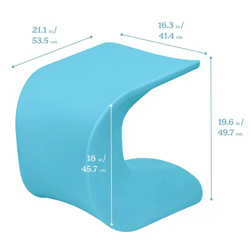 Vista 3 de ECR4Kids Wave Seat, 18in - 19.6in Altura del asiento, Taburete de percha, Cian