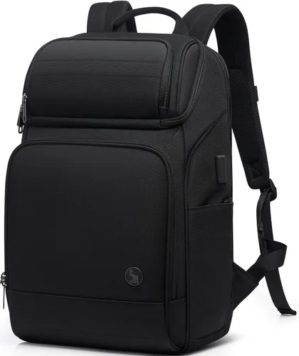 Vista 10 de OIWAS Mochila para hombre, mochila para laptop de 16 pulgadas para hombres con hebilla magnética, mochila de viaje resistente al agua para laptop