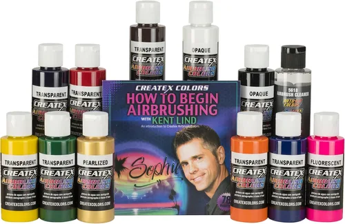 Vista 4 de Createx Colors - Set de pinturas para aerógrafos, colores primarios, 2 onzas