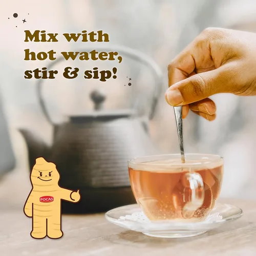 Vista 5 de Pocas Honey Ginger - Té instantáneo en polvo, sabor a cúrcuma, paquete de 2, extracto de jengibre y miel real, té sin cafeína, 20 paquetes por caja