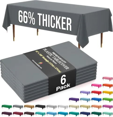 Vista 28 de Exquisite 66% Thicker Premium Plastic Table Cloth Rectangle Table Cover 0.5 Mil 6 Pack Aqua Table Cloth 54 Inch x 108 Inch Disposable Tablecloth