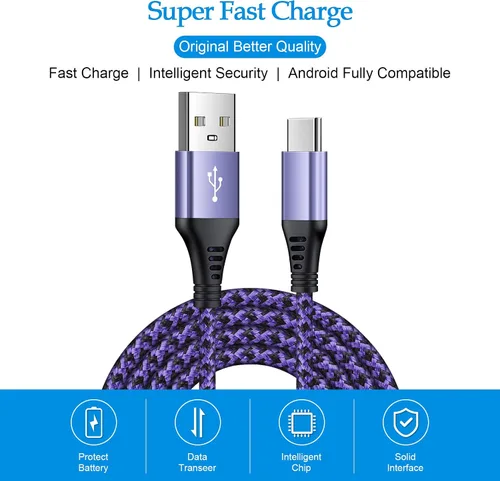 Vista 2 de Paquete de 2 cables USB tipo C de carga rápida para Google Pixel 6, cable de carga tipo C para Google Pixel 8 Pro/8/7a/7 Pro/6a/5a/4a/5; Samsung