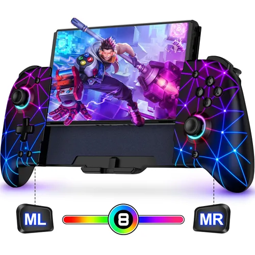 Vista 9 de NinABXY Hall Effect Joystick Controller for Nintendo Switch/OLED, Wireless One-Piece Handheld Switch Joypad - Macro, Ergonomic Grip, Turbo, Flame
