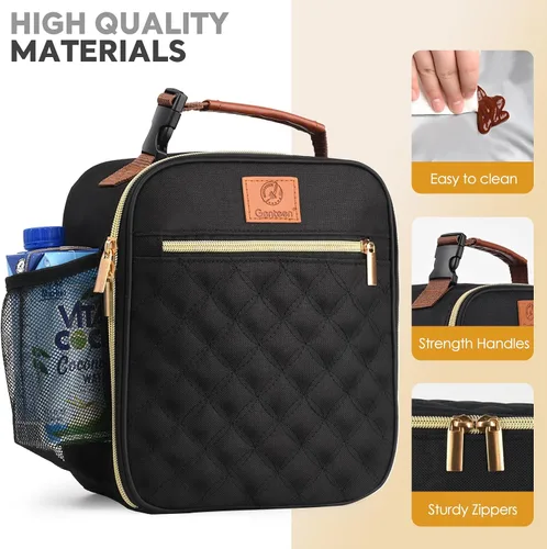 Vista 6 de Genteen Lonchera Bolsa de almuerzo reutilizable para hombres, mujeres, niños y adultos, bolsa de almuerzo aislada impermeable, lonchera enfriadora
