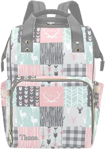 Vista 24 de XOZOTY Mochila de pañales personalizada con nombre para hombres y mujeres, bolsas de bebé de enfermería personalizadas, bolsa de viaje para hombros