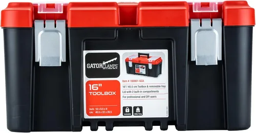 Vista 8 de Práctica caja de herramientas con cerradura de 16 pulgadas con dos organizadores de 5.5 pulgadas, múltiples compartimentos, divisores extraíbles