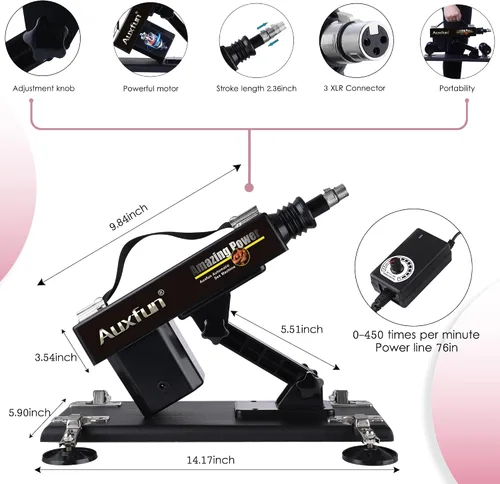 Vista 2 de Máquina sexual Auxfun Consolador con consolador, juguetes sexuales con 7 accesorios