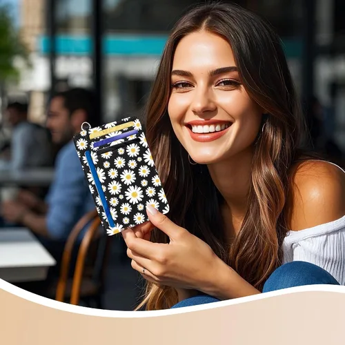 Vista 3 de METALPHA Tarjetero delgado para tarjetas de crédito, carteras pequeñas para mujer, cartera RFID para mujer, bolsillo frontal, lindo y divertido