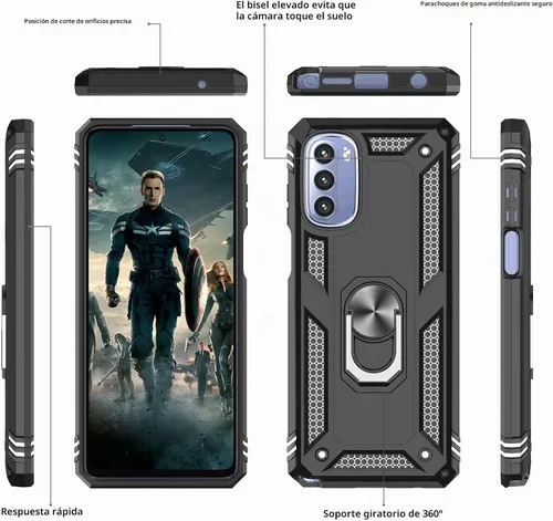Vista 3 de LeYi Funda para Moto G Stylus 2022 4G (no compatible con 5G), funda para Moto G Stylus con 2 protectores de pantalla, funda protectora de grado Oro