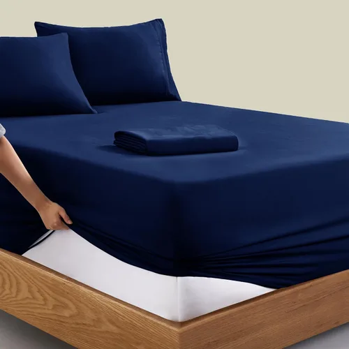 Vista 103 de Manyshofu Juego de sábanas de tamaño individual con bolsillos extra profundos, sábanas y fundas de almohada de 1800 hilos de lujo para hotel, juego