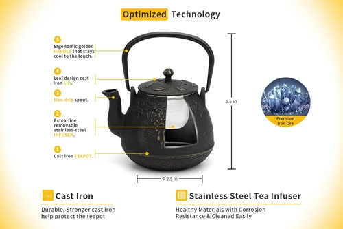 Vista 3 de Toptier Mini Tetera Pequeña, Tetera de Hierro Fundido Súper Pequeña para Estufa, Hervidor de Té Japonés del Tamaño de la Palma de la Mano Seguro