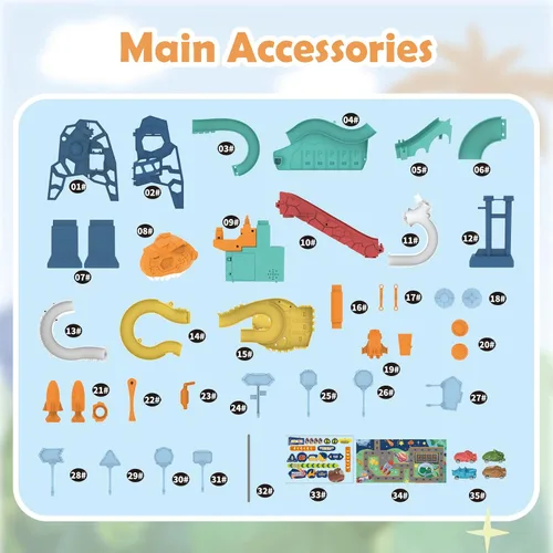 Vista 5 de RedCrab Juego de autos espaciales para niños, juguete de pista de rampa de juguete sinuoso, juguete de colina de dinosaurios espaciales, juguetes