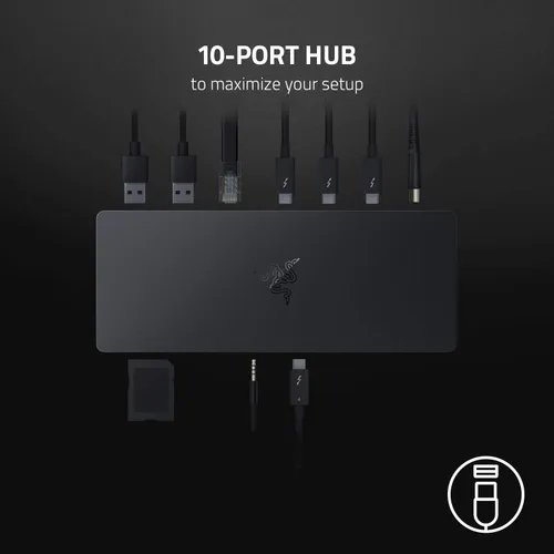 Vista 3 de Base Thunderbolt 4 de Razer: 10 puertos en 1 - Salida de video doble 4K o única 8K - Hub USB A y C, 2.5 GbE Thunderbolt 3, compatible con Mac y PC