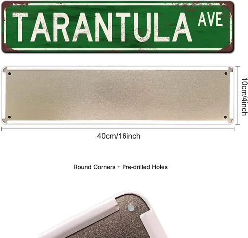 Vista 2 de Letrero de metal con texto en inglés "Tarantula AVE" (4 x 16 pulgadas)