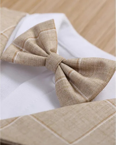 Vista 2 de Conjunto de chaleco para bebés y niños pequeños, camisa corta con corbatín y pantalones, trajes elegantes
