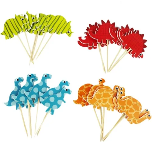 Vista 7 de 96pcs Dinosaur Cake Toppers Birthday Cake Decorations Inserted Cards for Party Supplies