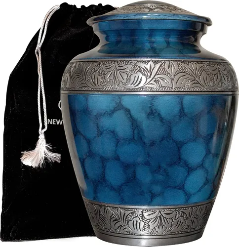 Vista 2 de Urna de cremación funeraria humana extra grande, urna doble personalizada para dos adultos (azul)